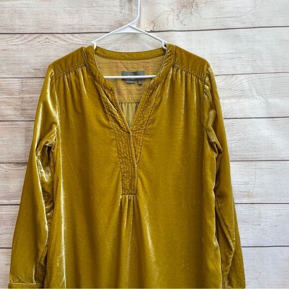 ANTHROPOLOGIE‎ MELODY CRUSHED VELVET DRESS IN GOLD - Picture 5 of 8